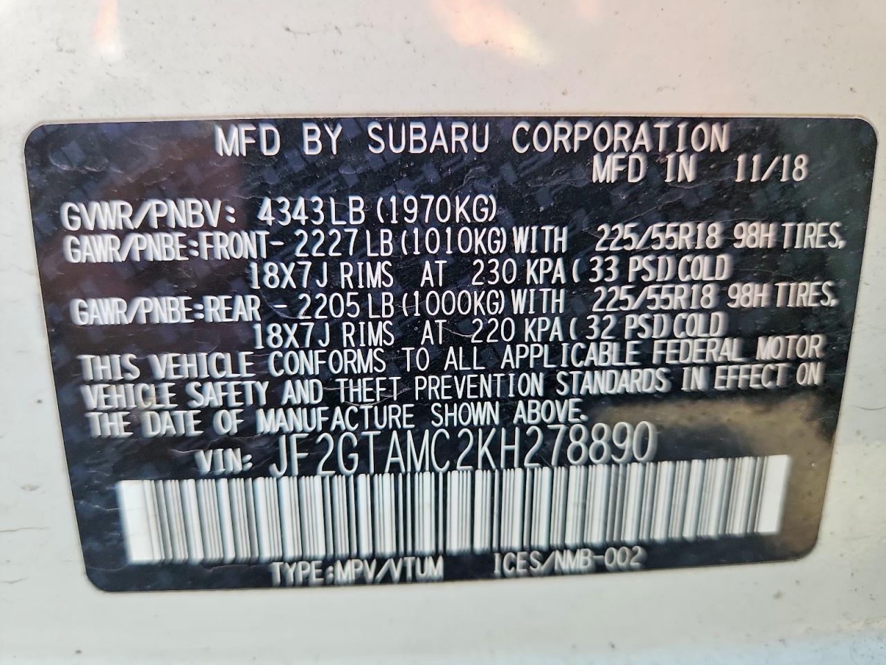 2019 SUBARU Crosstrek
