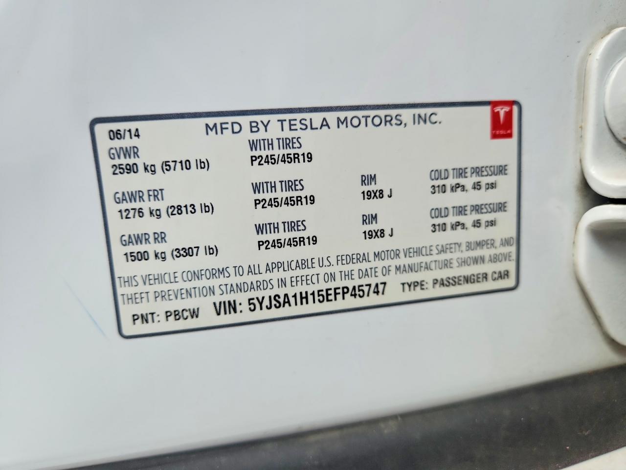2014 TESLA MODEL S