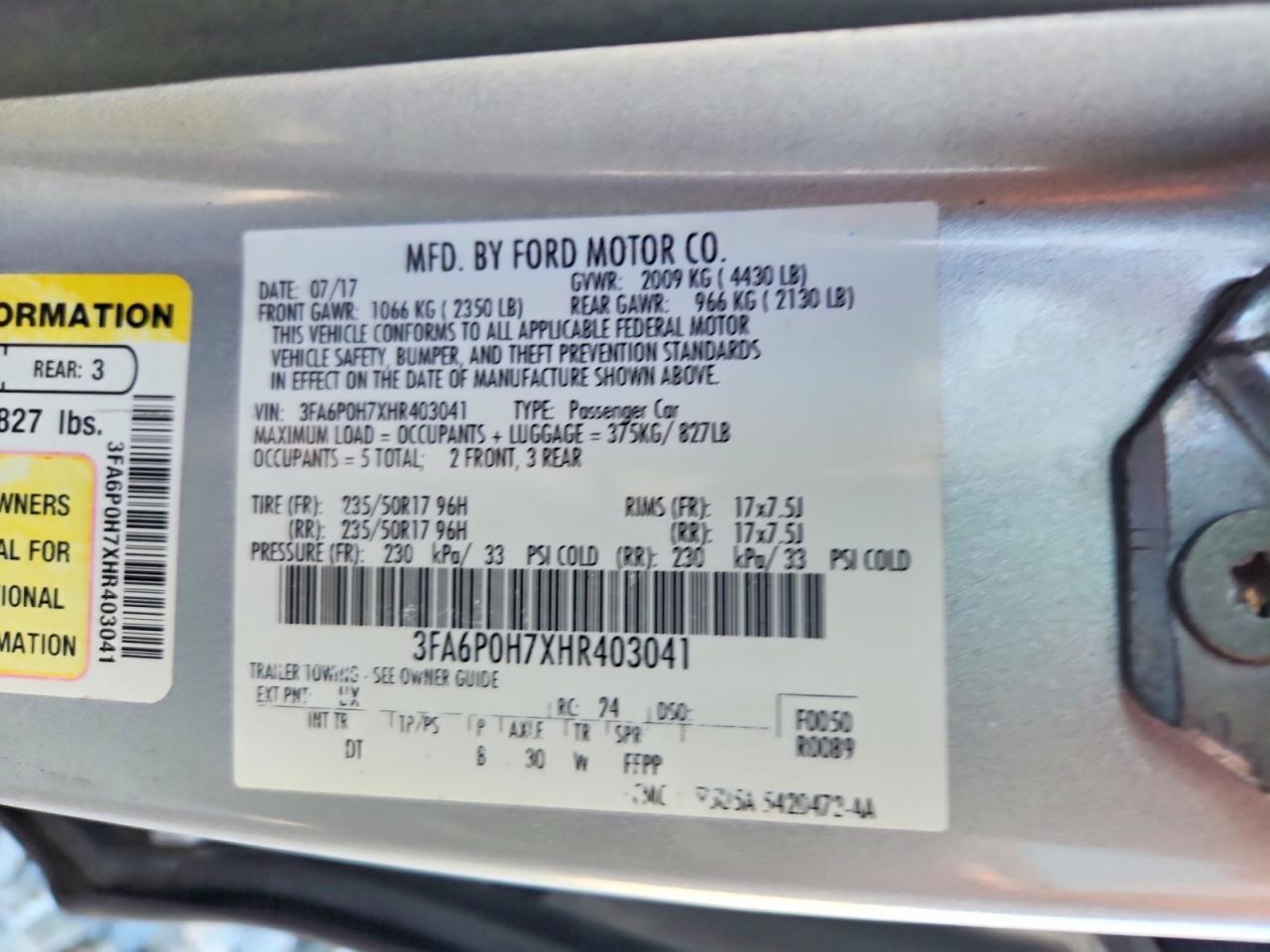 2017 FORD FUSION