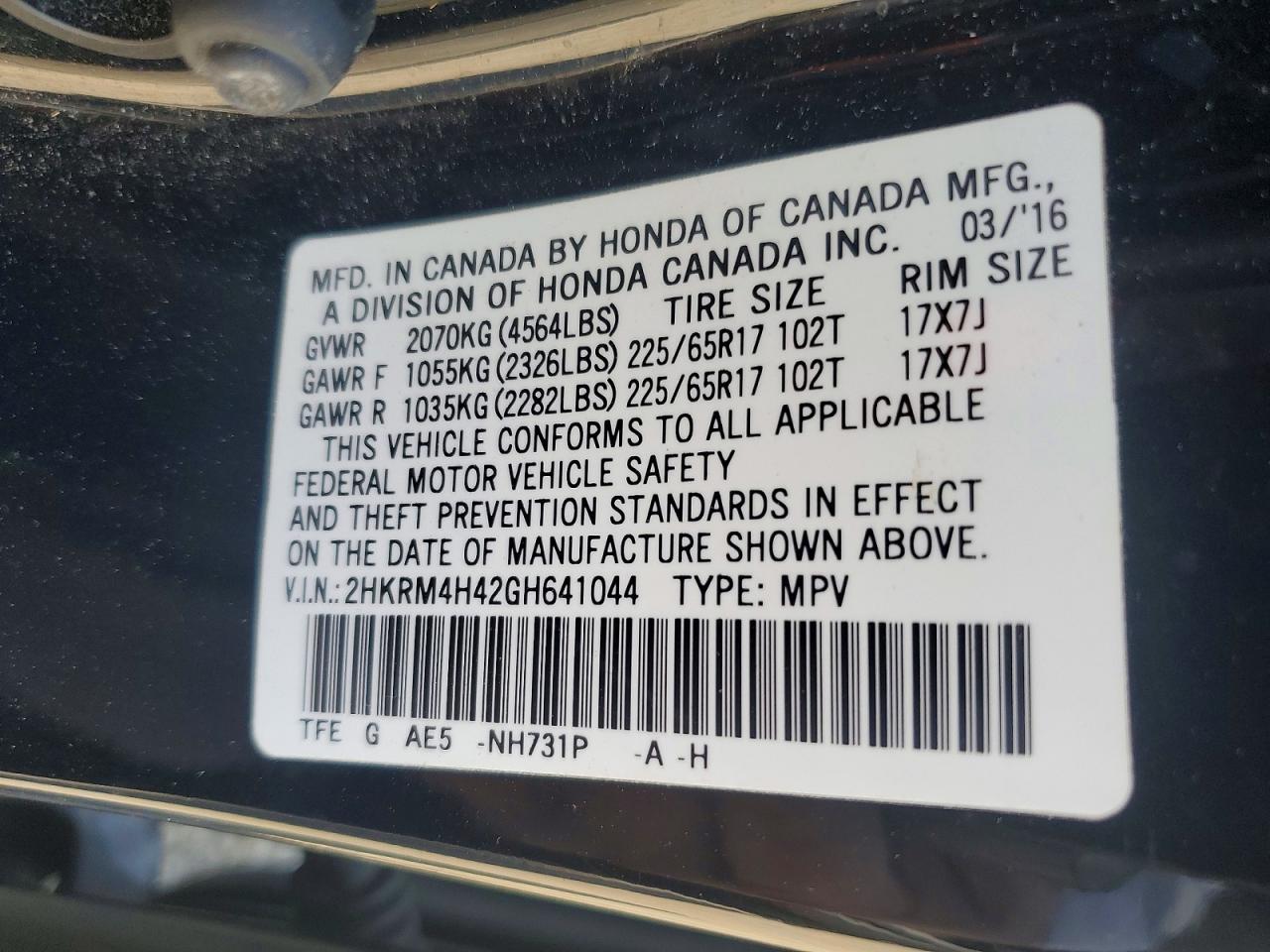 2016 HONDA CR-V