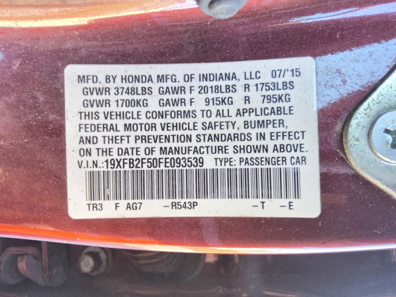 2015 HONDA CIVIC