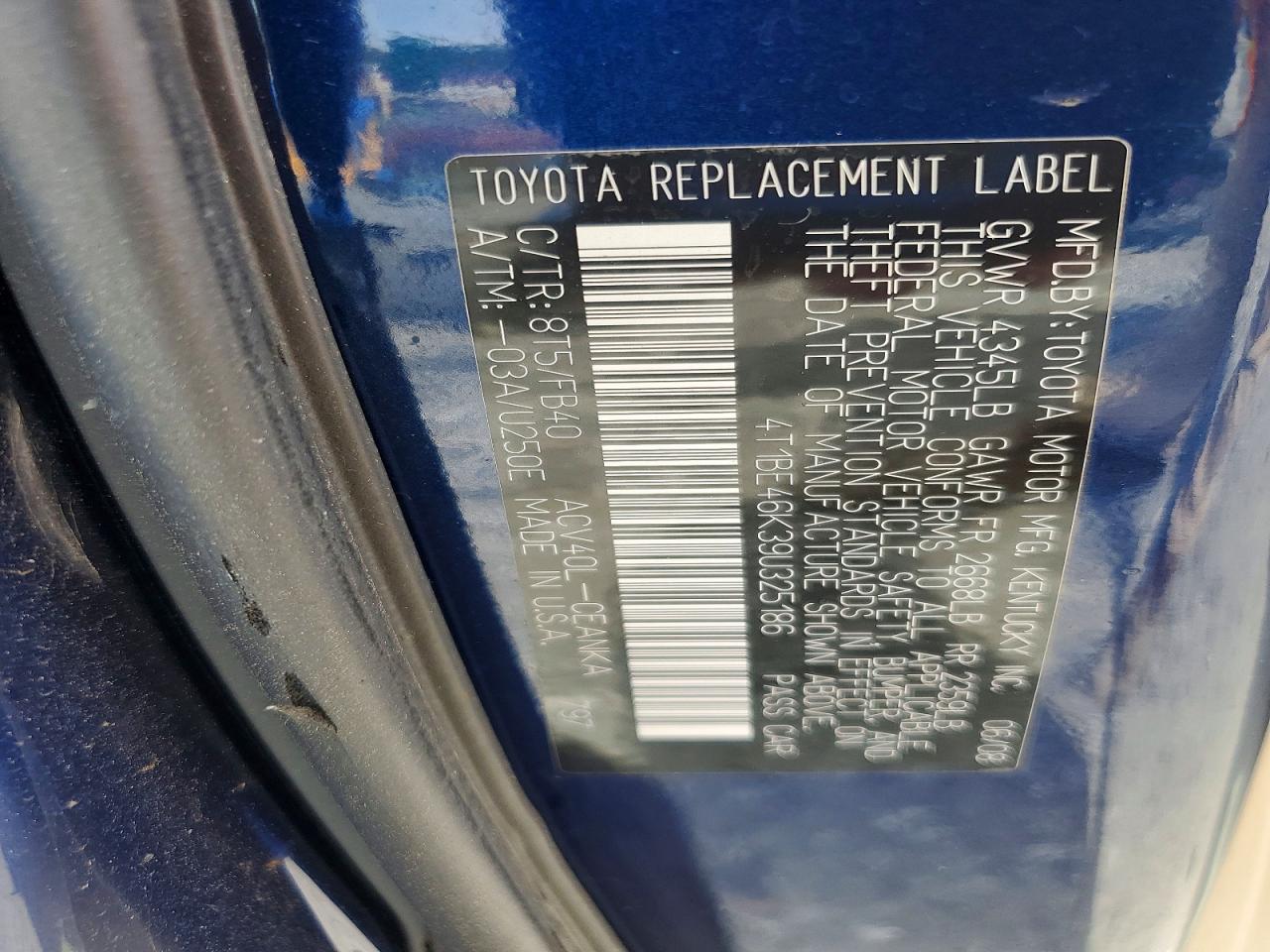 2009 TOYOTA CAMRY