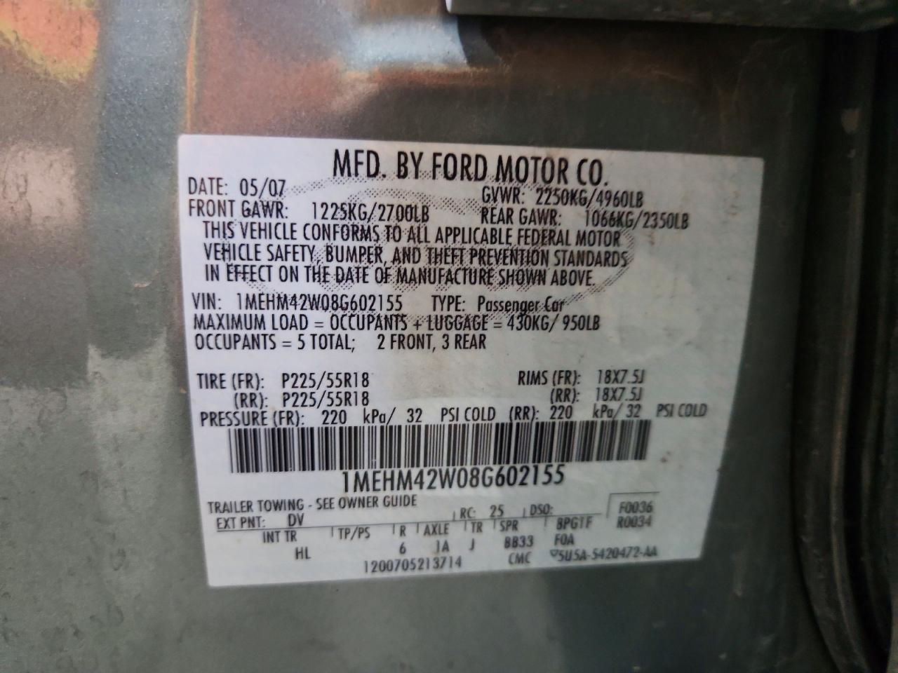 2008 MERCURY Sable