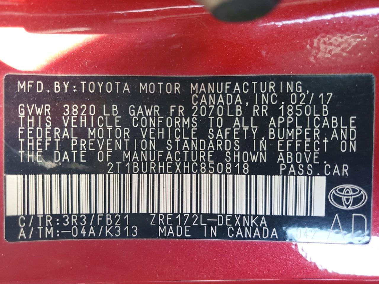 2017 TOYOTA COROLLA