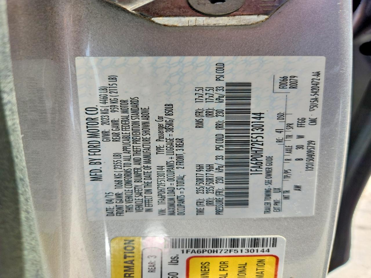 2015 FORD FUSION