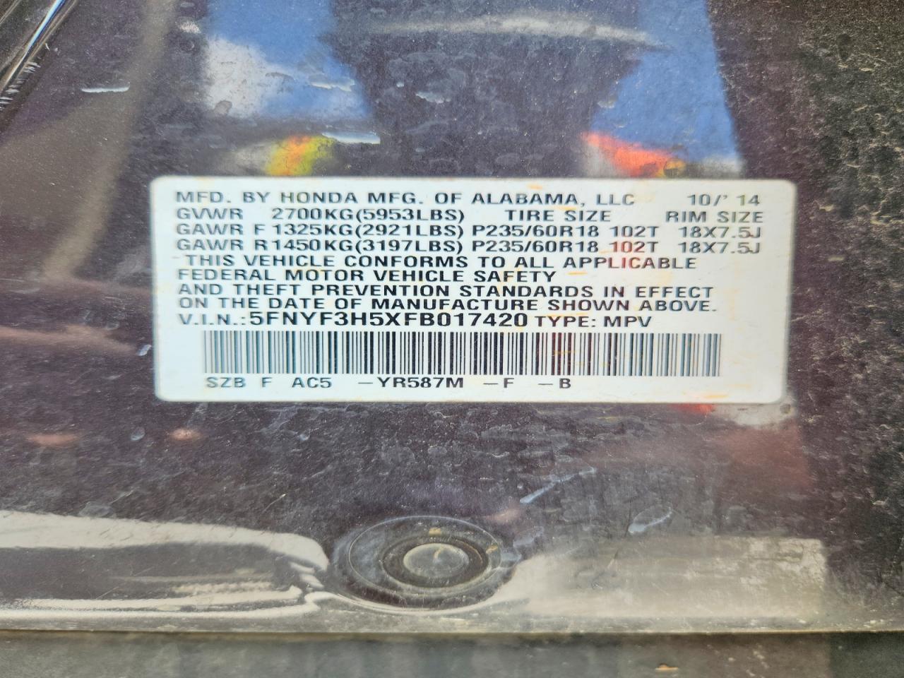 2015 HONDA PILOT