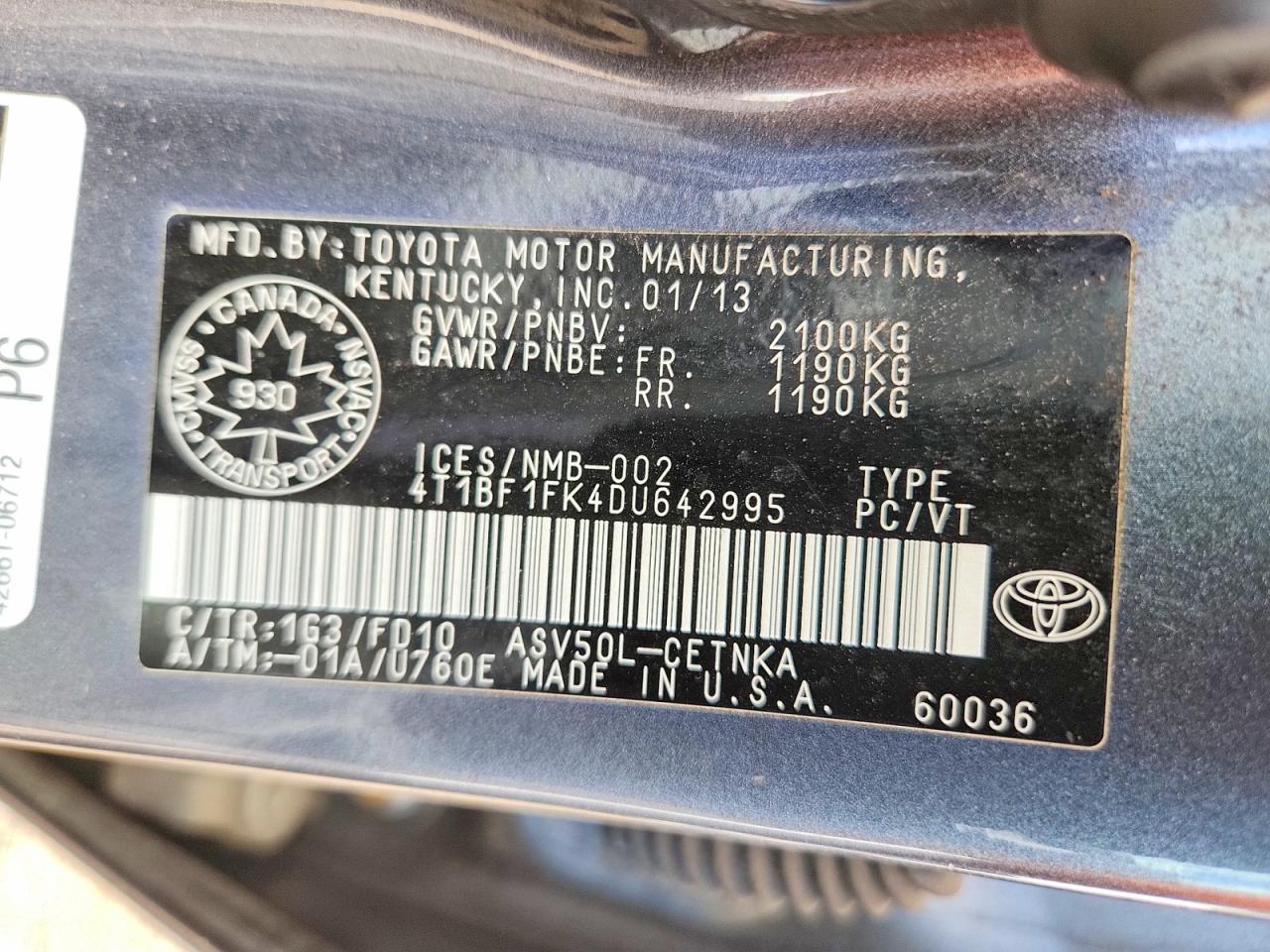 2013 TOYOTA CAMRY