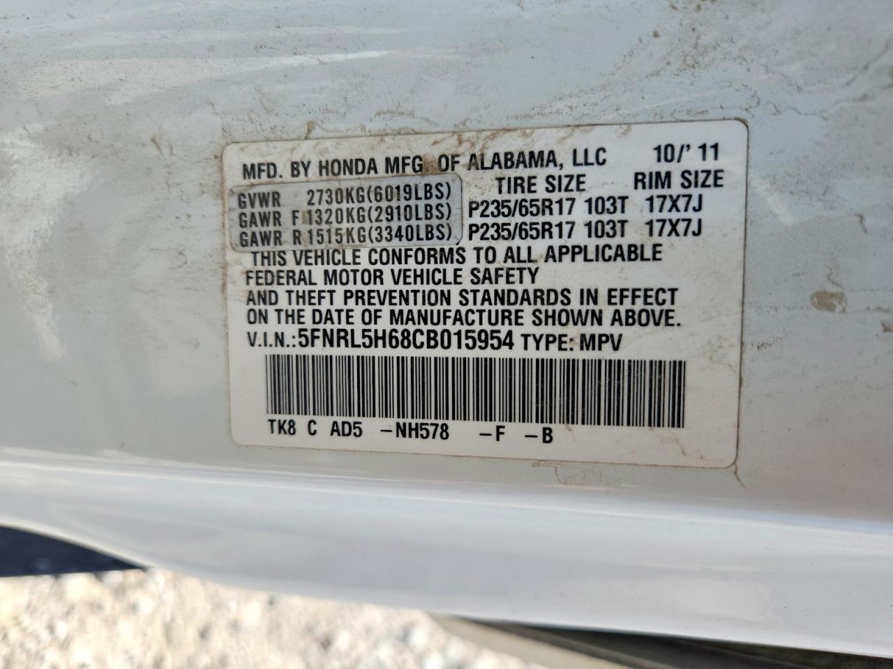 2012 HONDA ODYSSEY