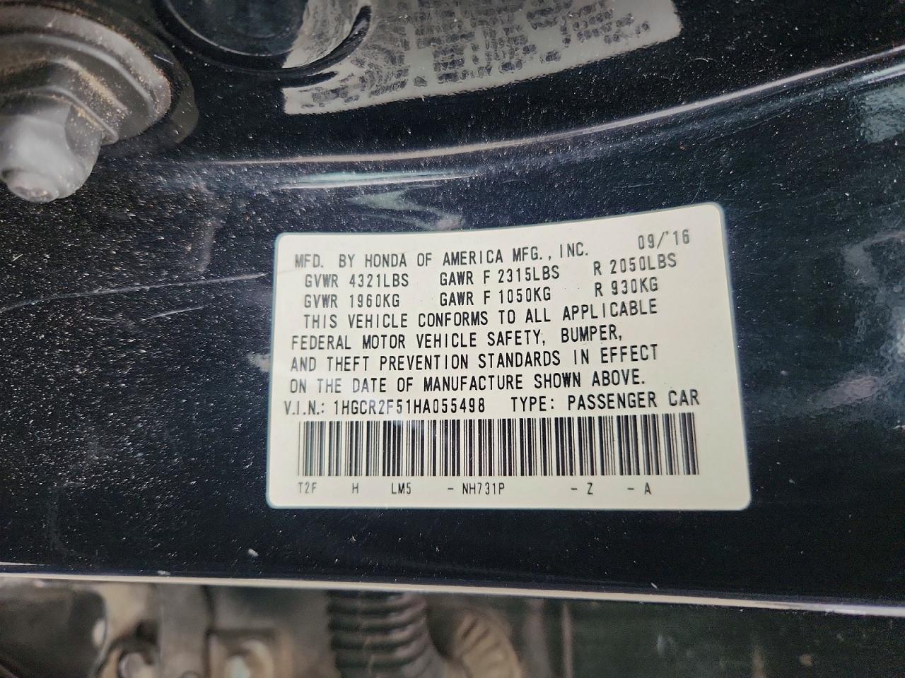 2017 HONDA ACCORD