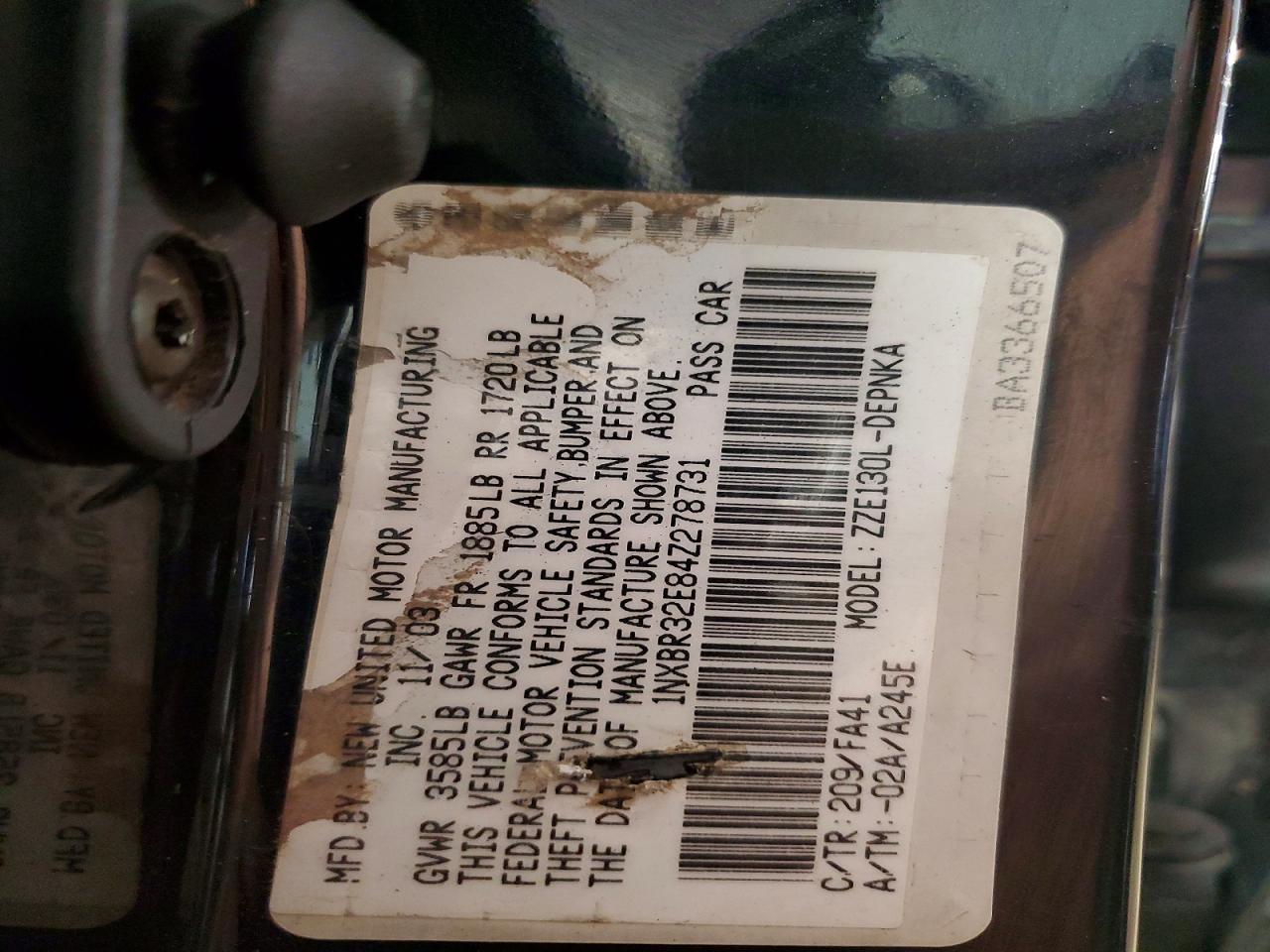2004 TOYOTA COROLLA