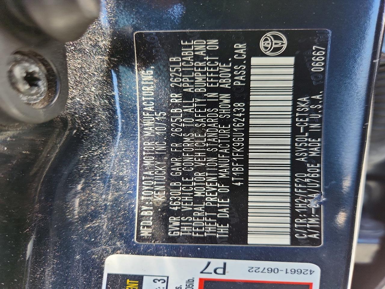 2016 TOYOTA CAMRY