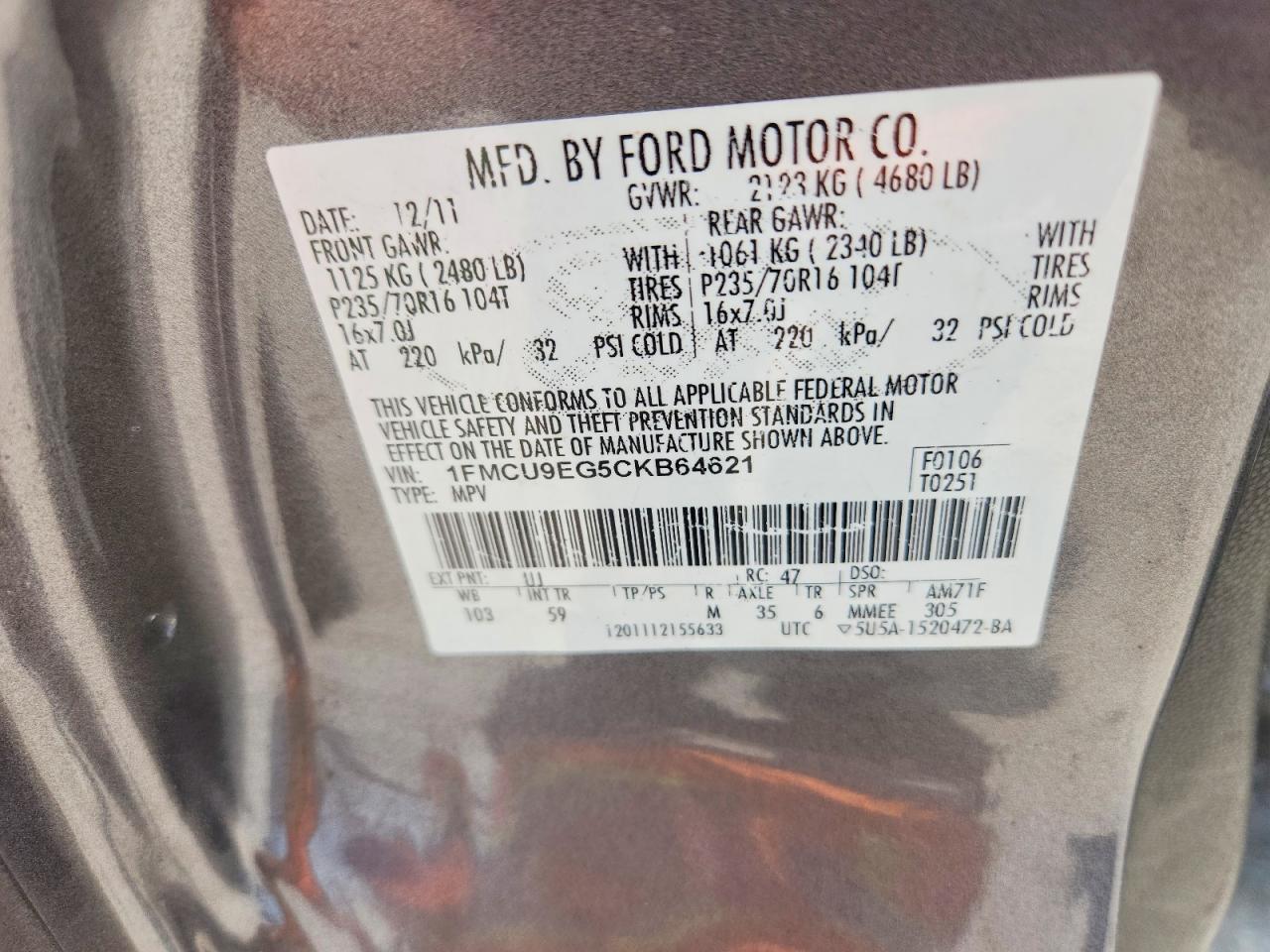 2012 FORD ESCAPE