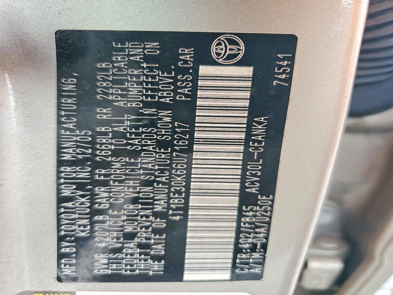 2006 TOYOTA CAMRY