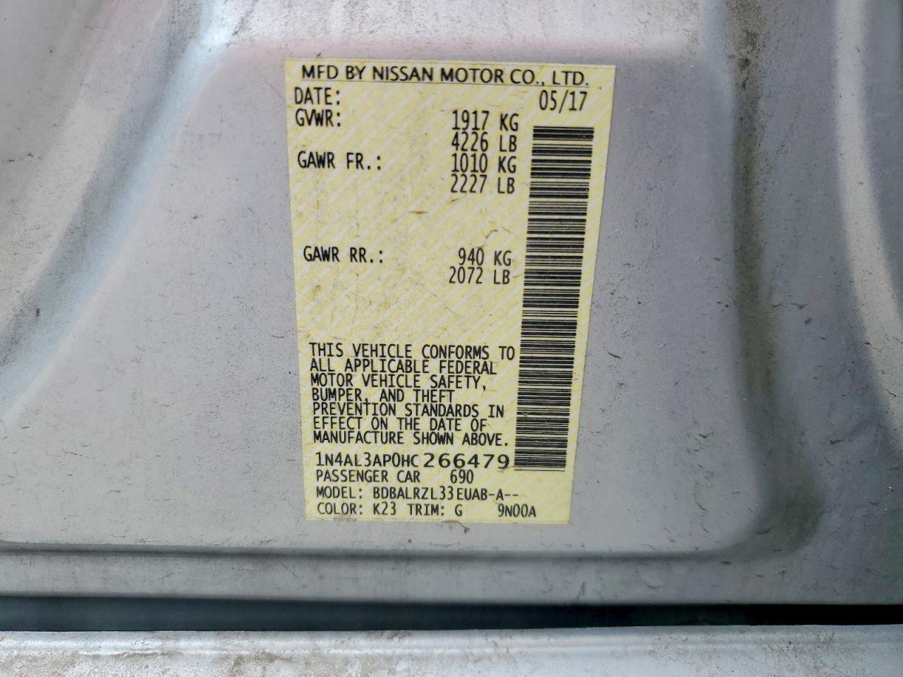 2017 NISSAN ALTIMA