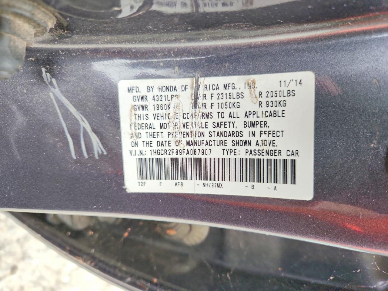 2015 HONDA ACCORD