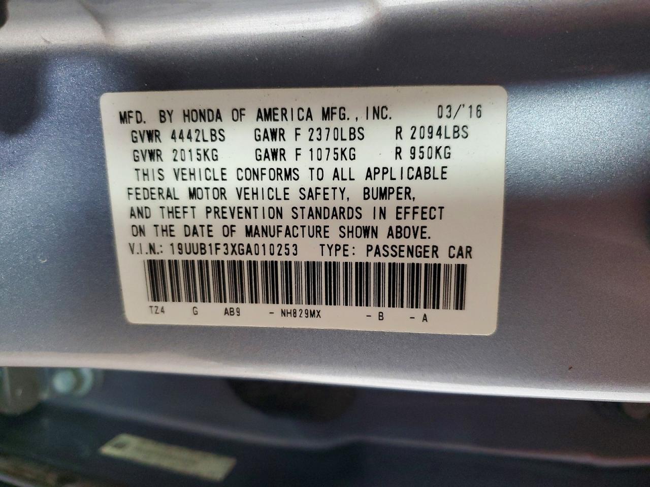 2016 ACURA Tlk