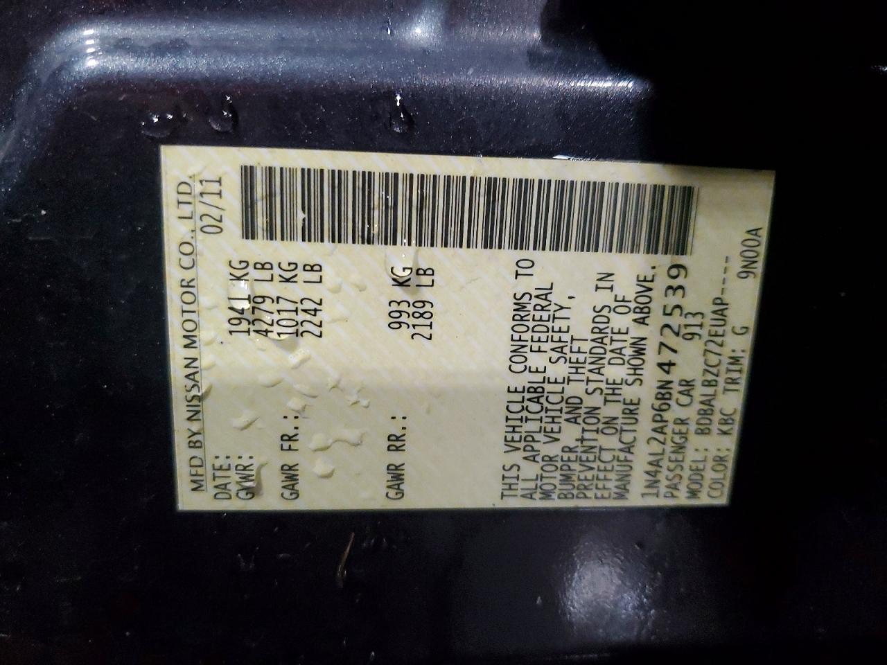 2011 NISSAN ALTIMA