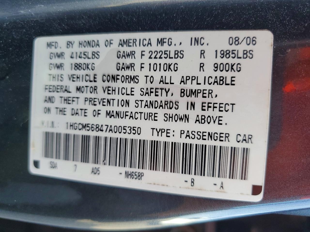 2007 HONDA ACCORD