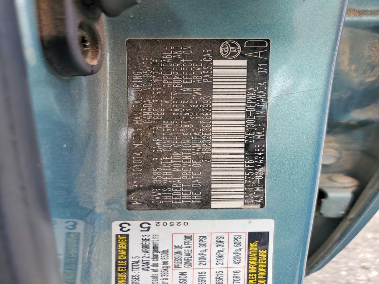 2006 TOYOTA COROLLA