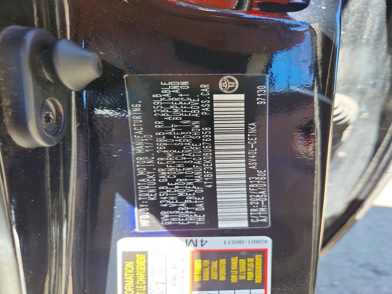 2011 TOYOTA CAMRY