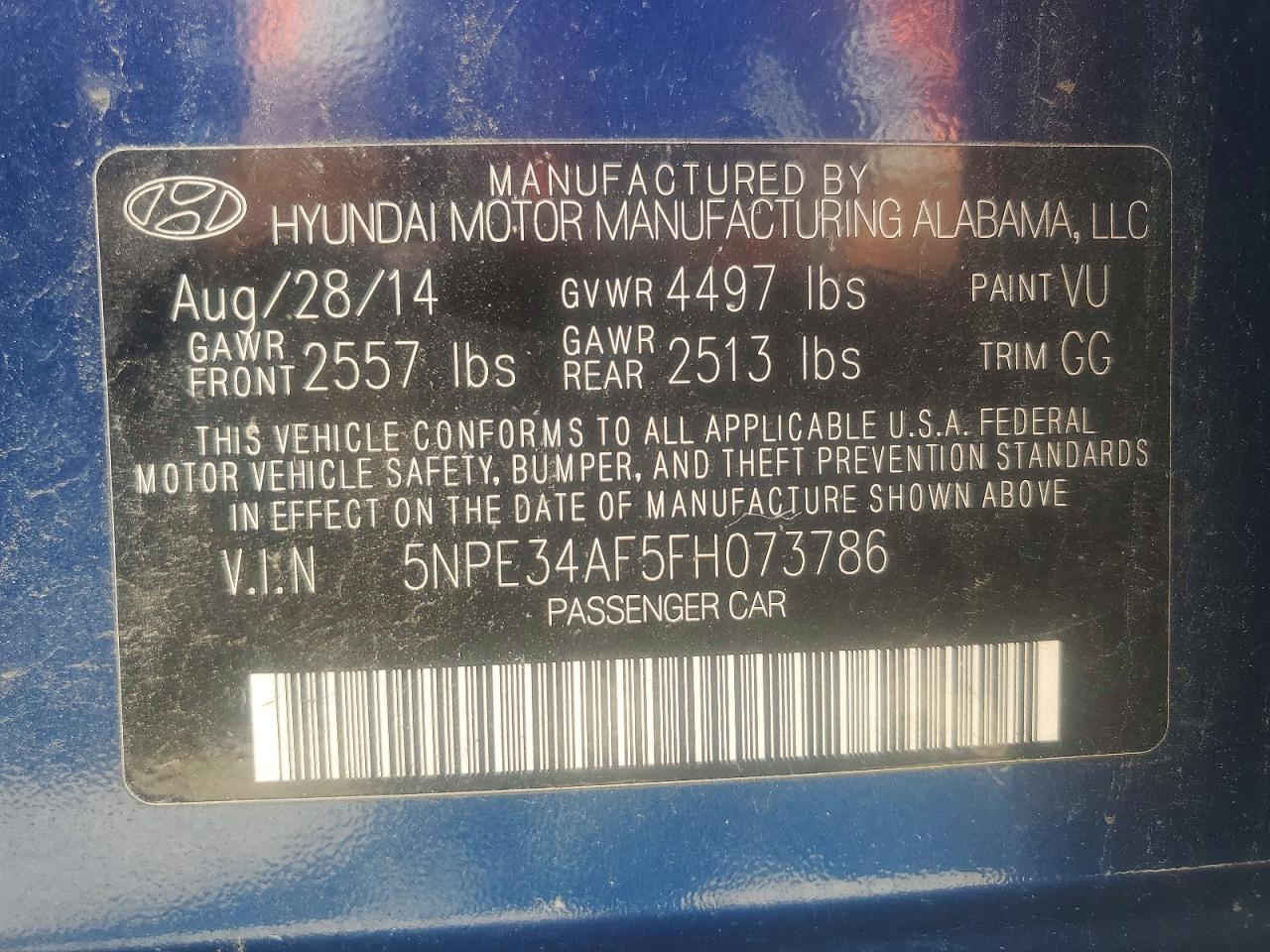2015 HYUNDAI SONATA