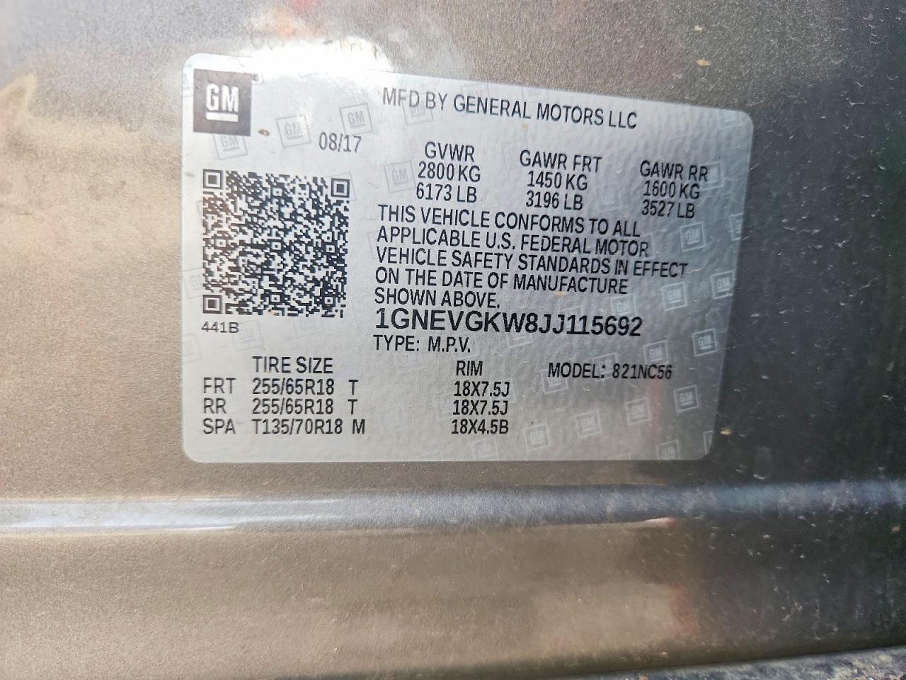 2018 CHEVROLET TRAVERSE