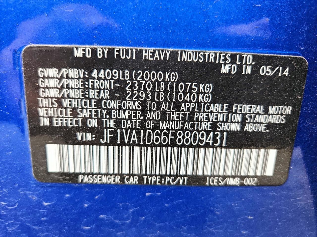 2015 SUBARU WRX