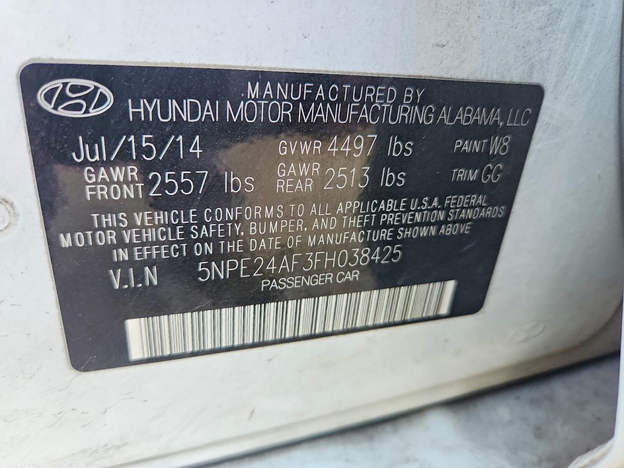 2015 HYUNDAI SONATA
