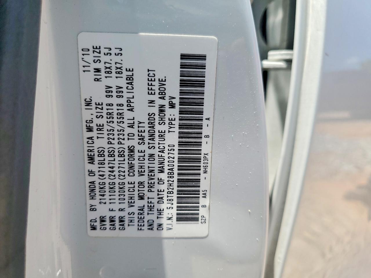 2011 ACURA RDX