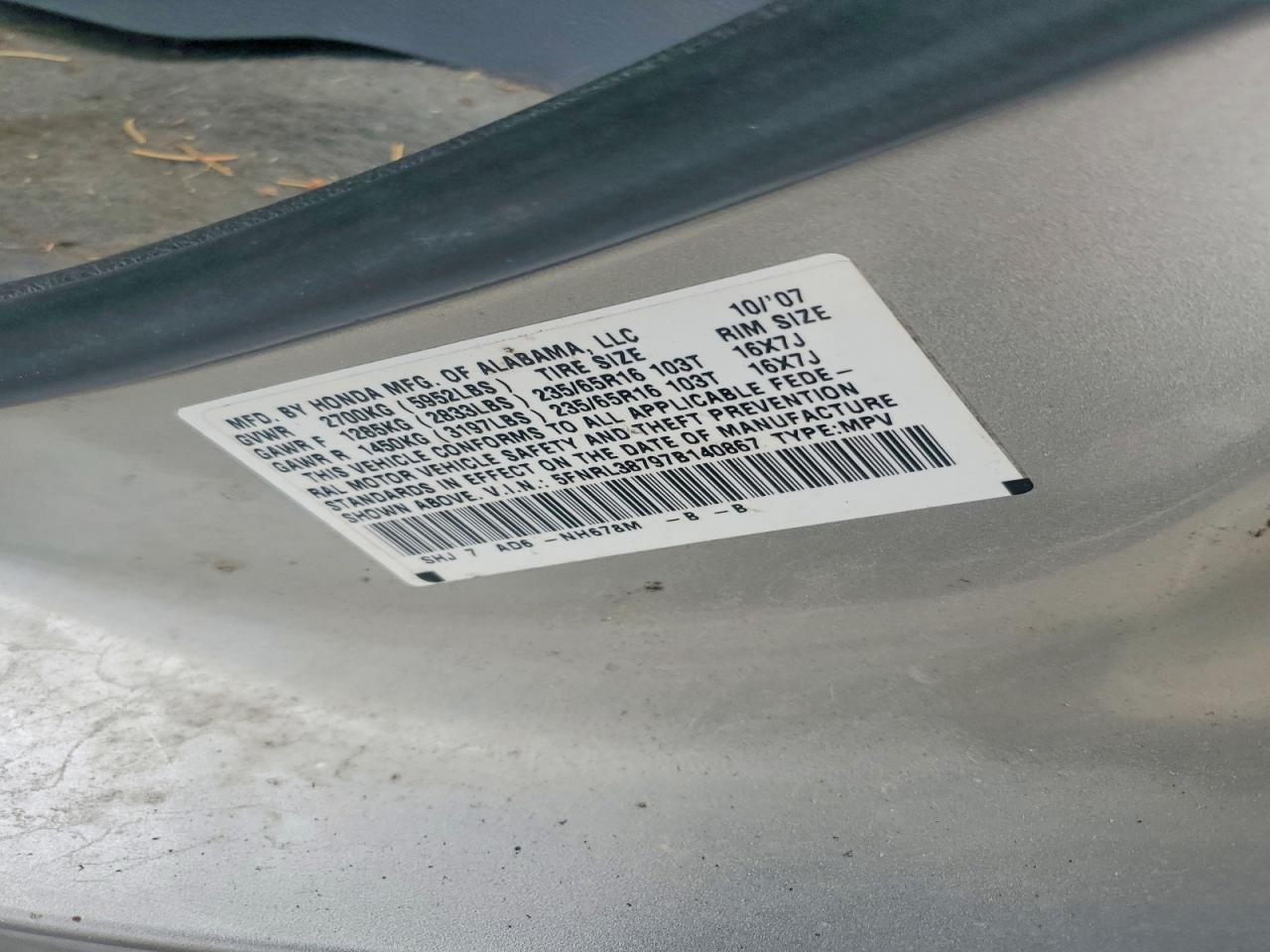2007 HONDA ODYSSEY