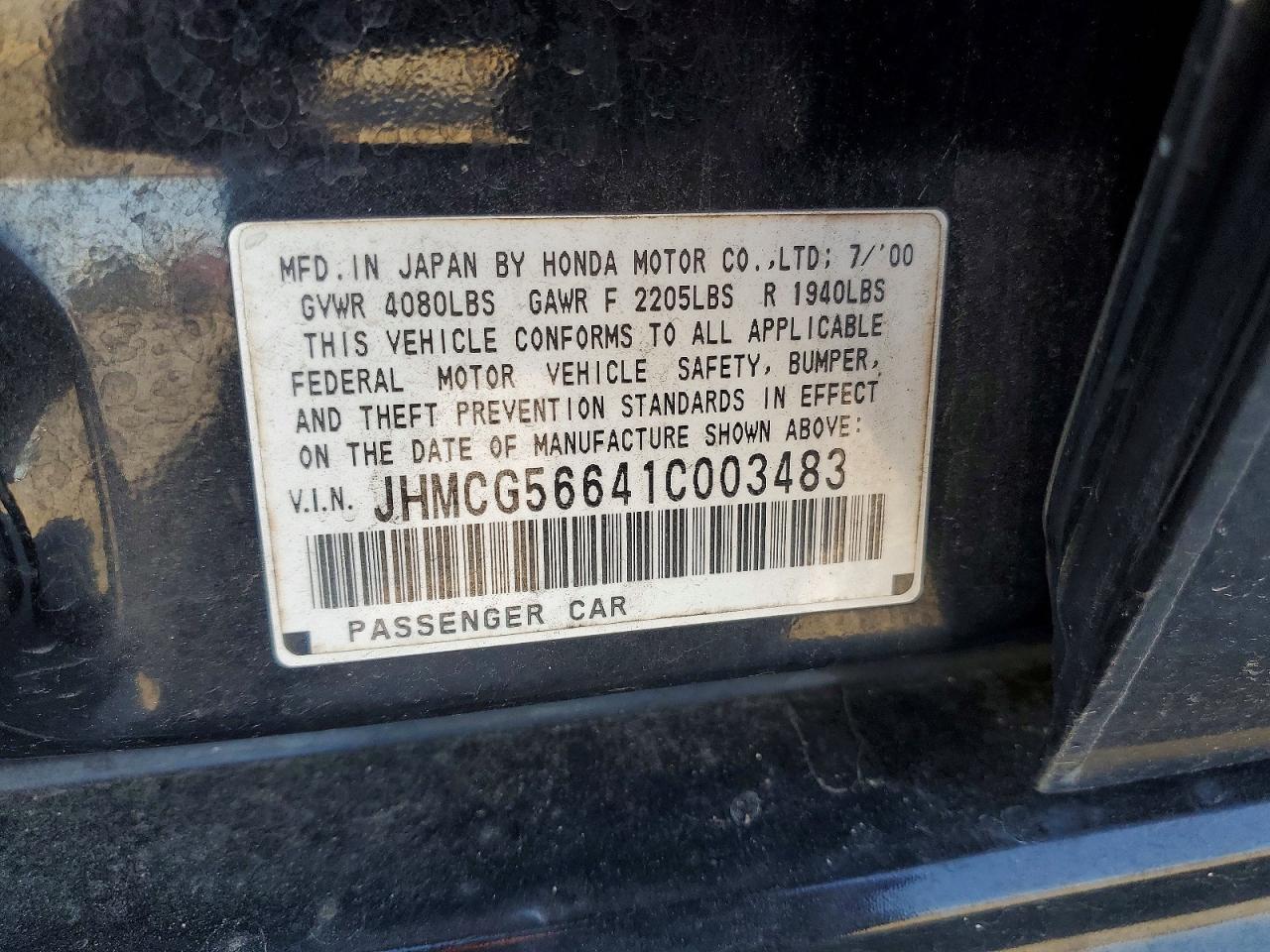 2001 HONDA ACCORD