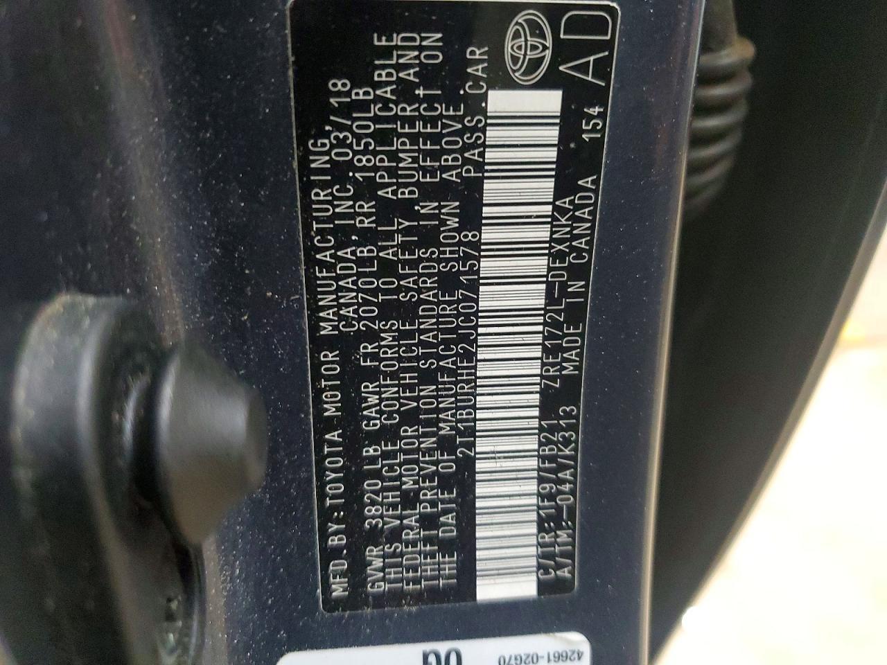 2018 TOYOTA COROLLA