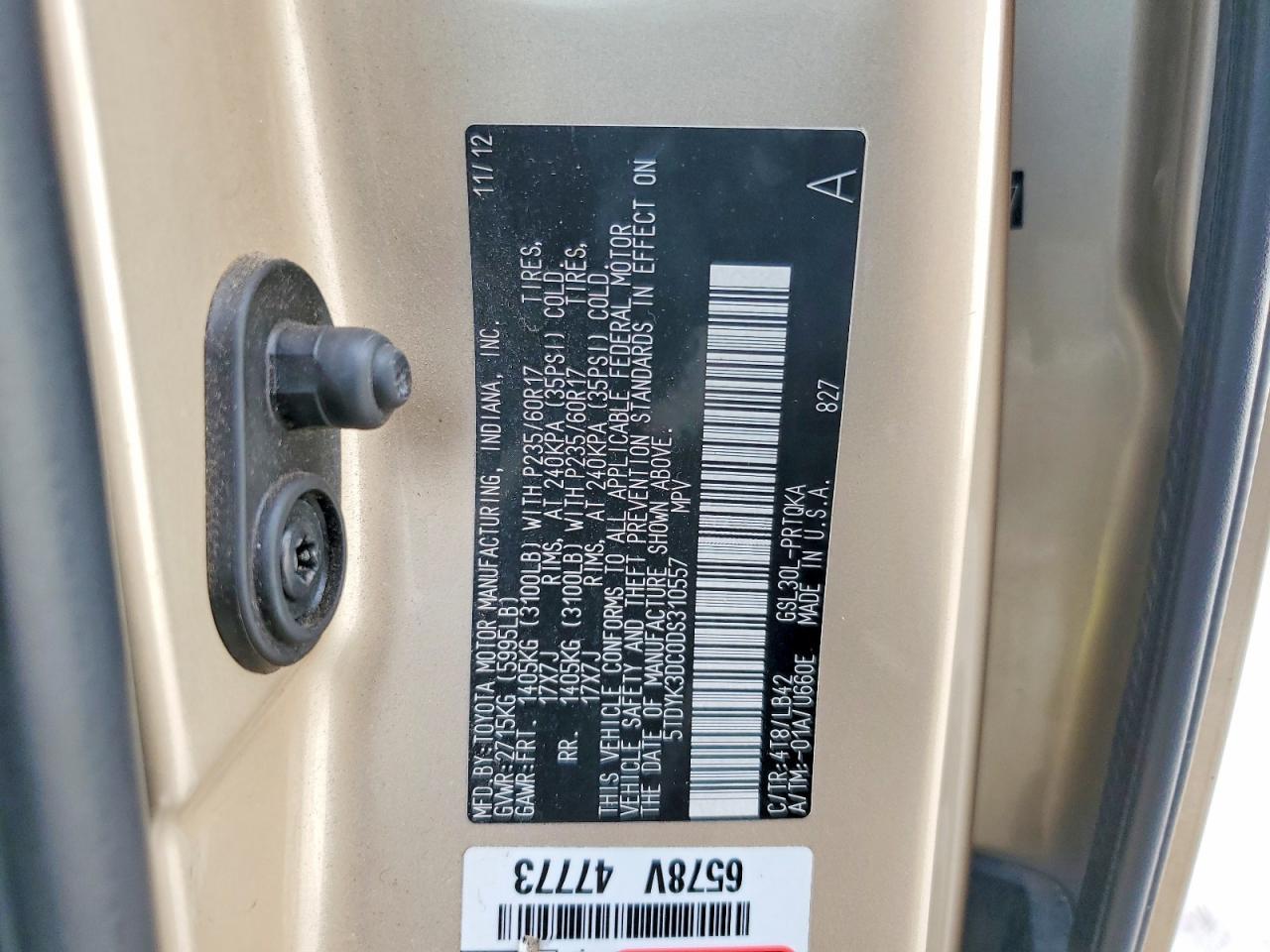 2013 TOYOTA SIENNA