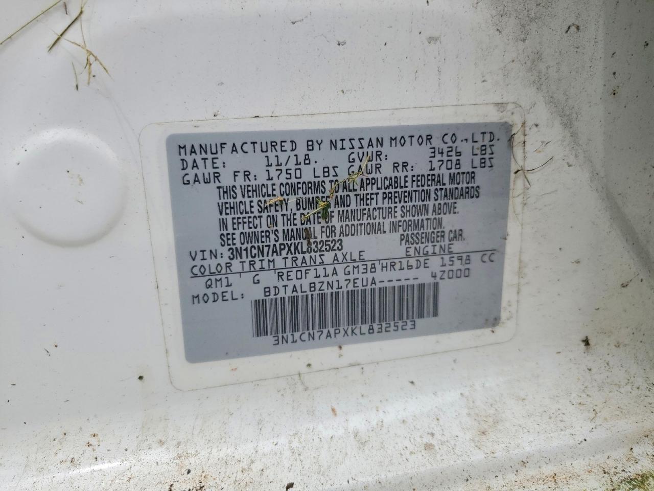 2019 NISSAN VERSA