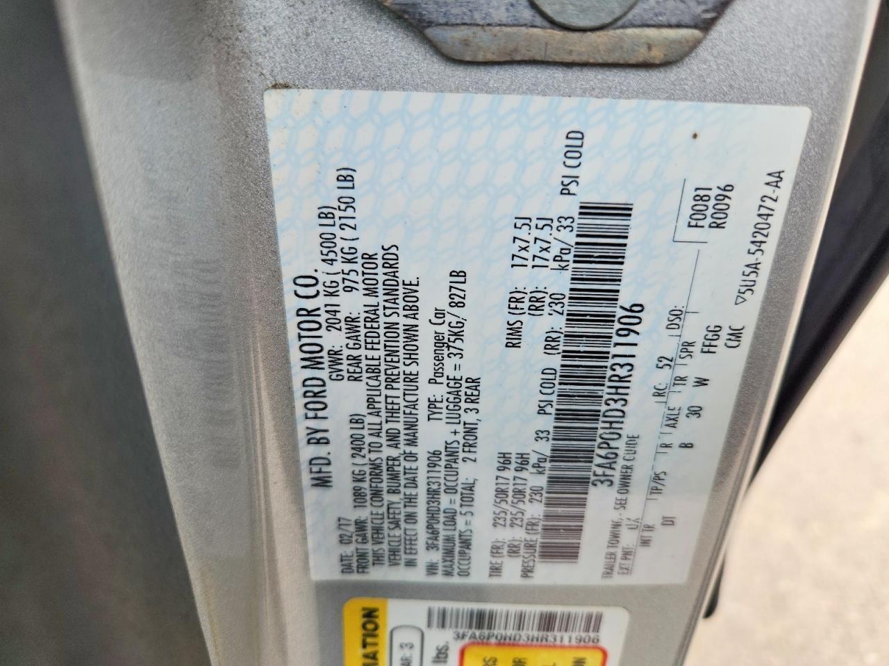 2017 FORD FUSION