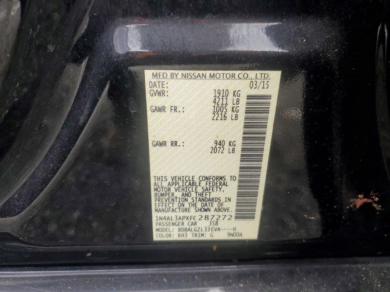 2015 NISSAN ALTIMA