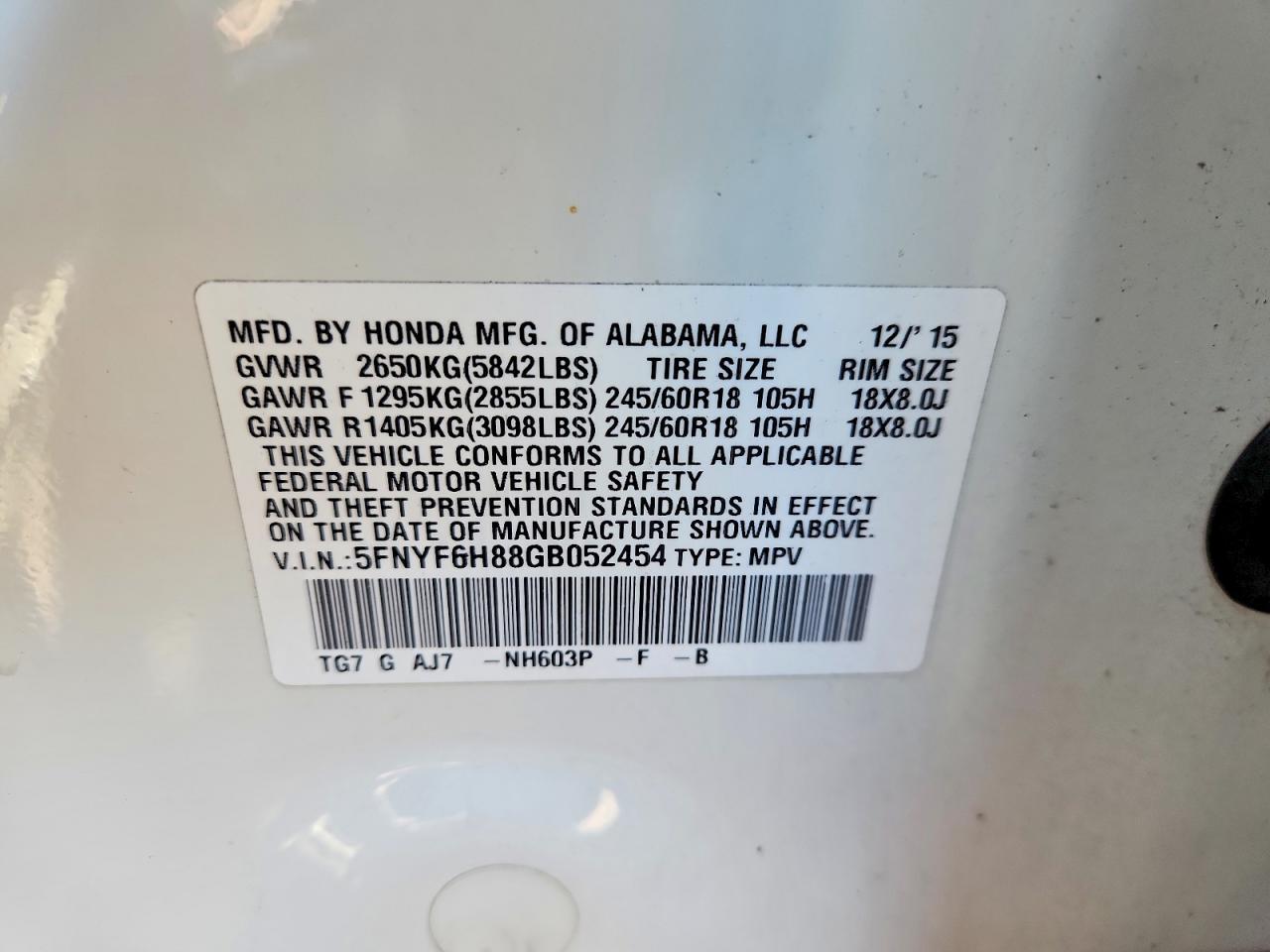 2016 HONDA PILOT