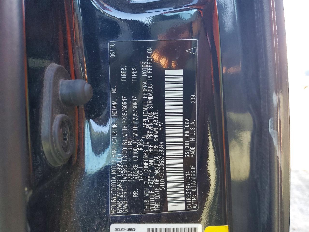 2016 TOYOTA SIENNA