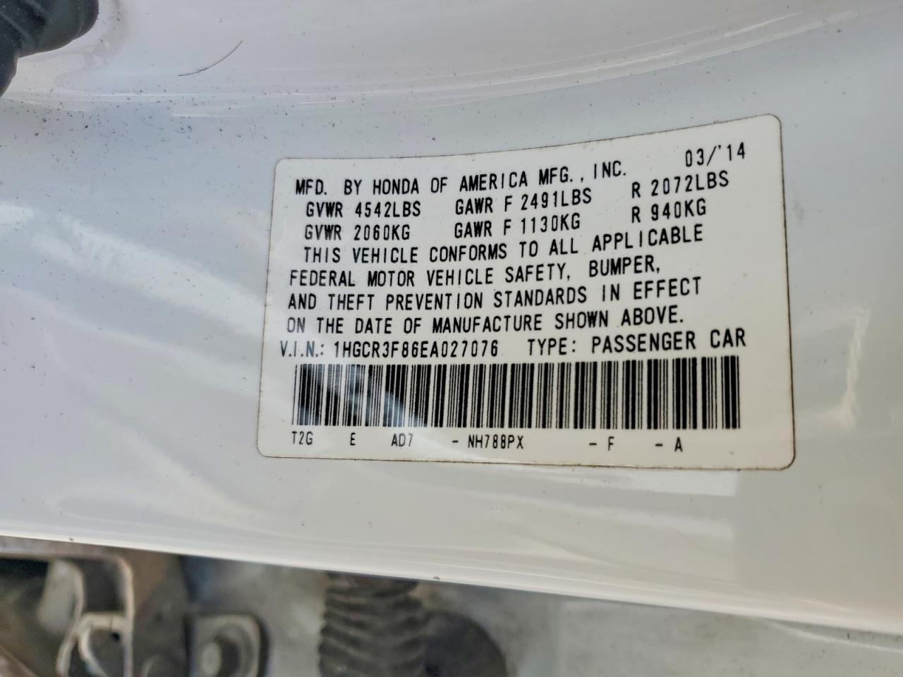 2014 HONDA ACCORD
