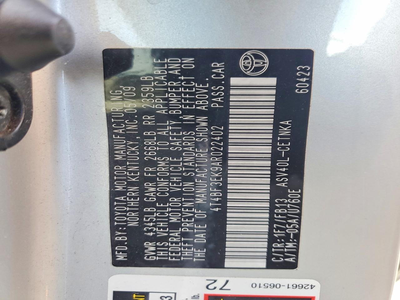 2010 TOYOTA CAMRY