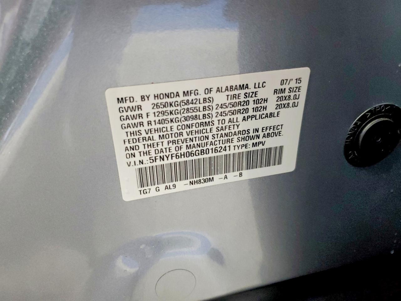 2016 HONDA PILOT