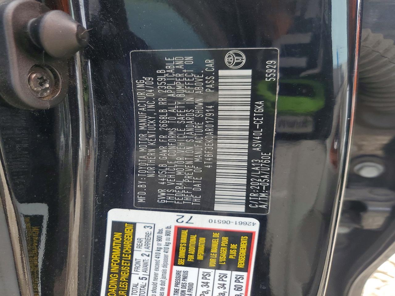 2010 TOYOTA CAMRY