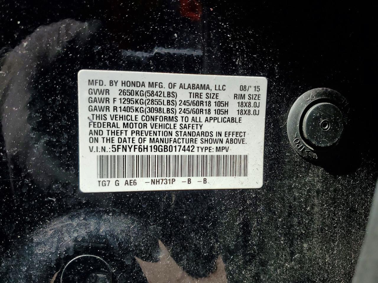 2016 HONDA PILOT