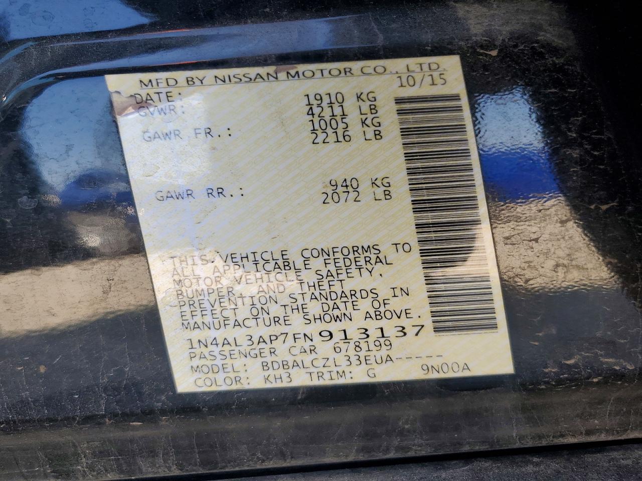 2015 NISSAN ALTIMA