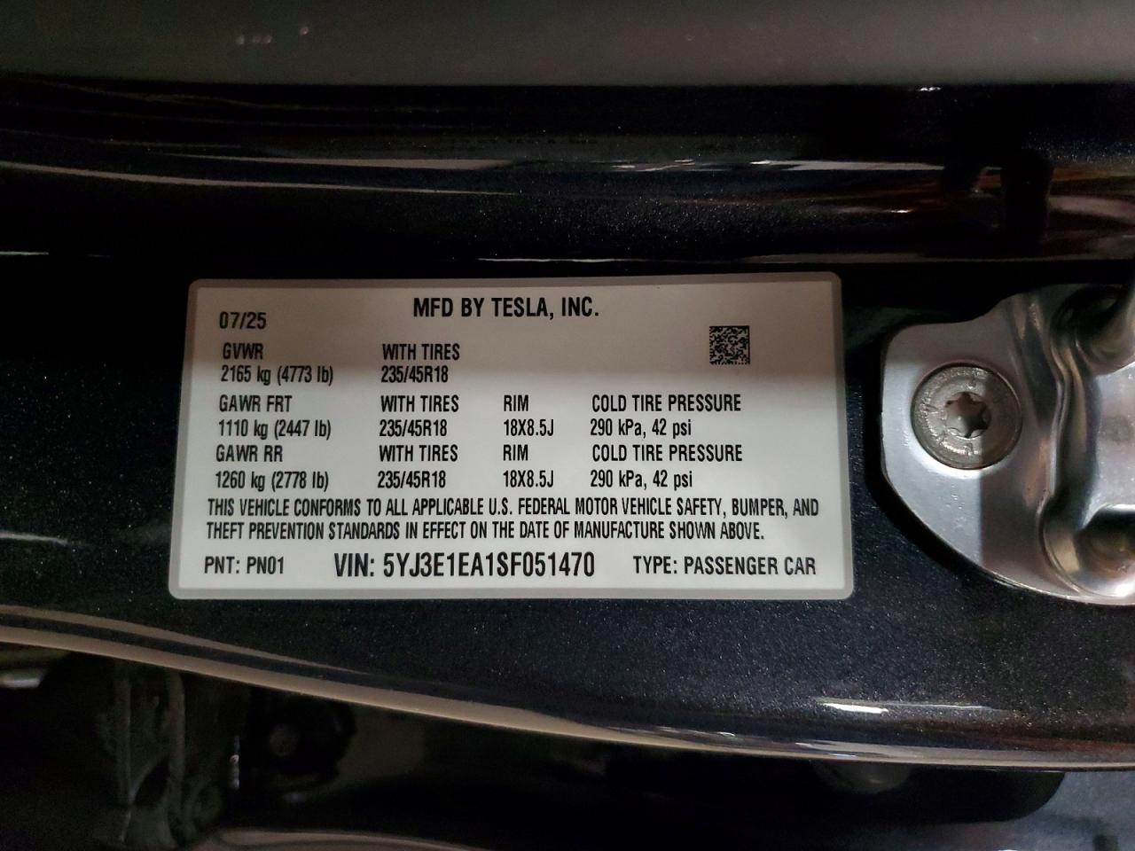 2025 TESLA MODEL 3