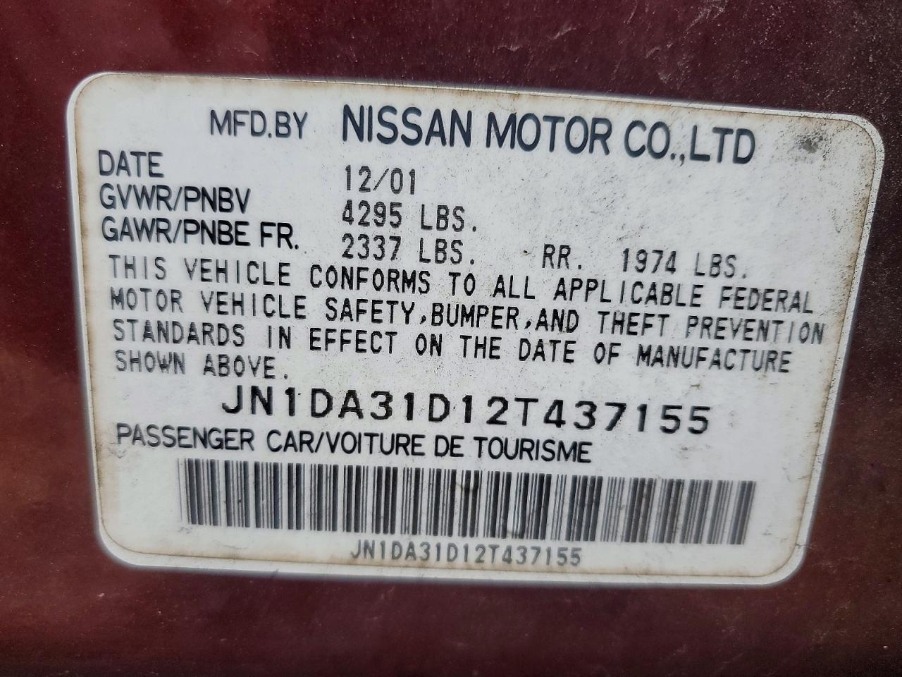 2002 NISSAN Maxima