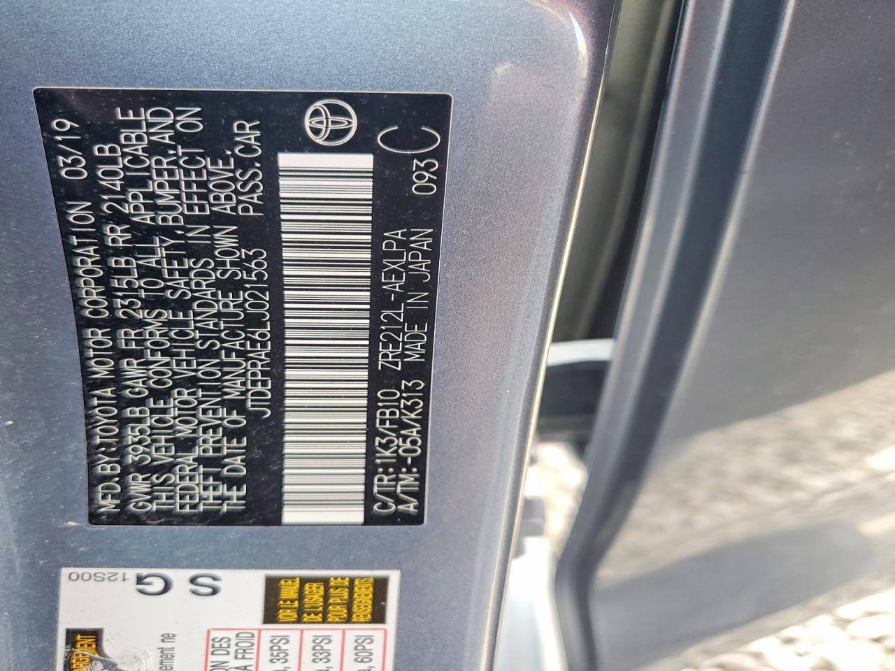 2020 TOYOTA COROLLA