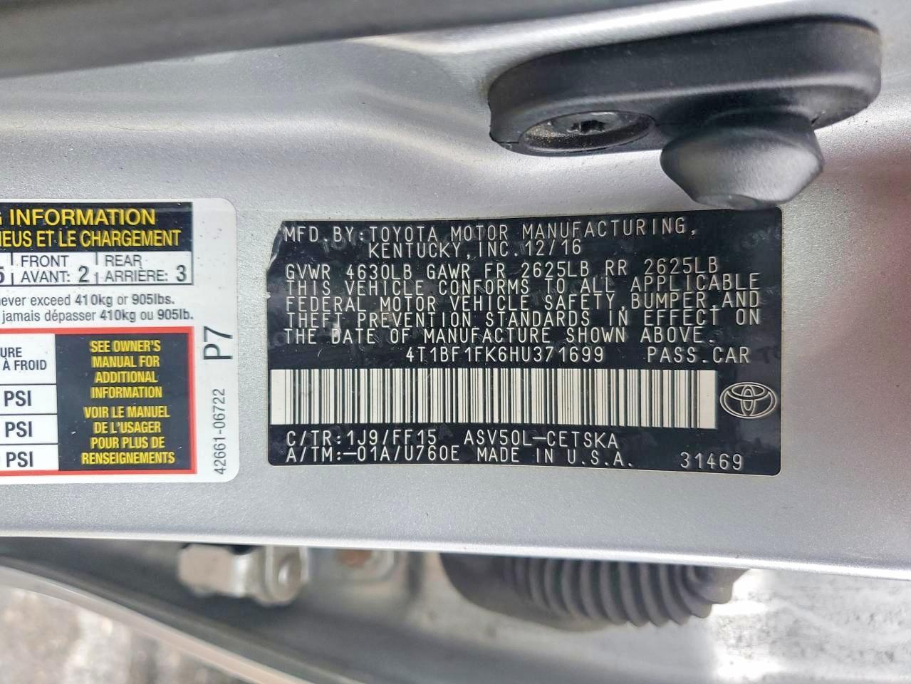 2017 TOYOTA CAMRY