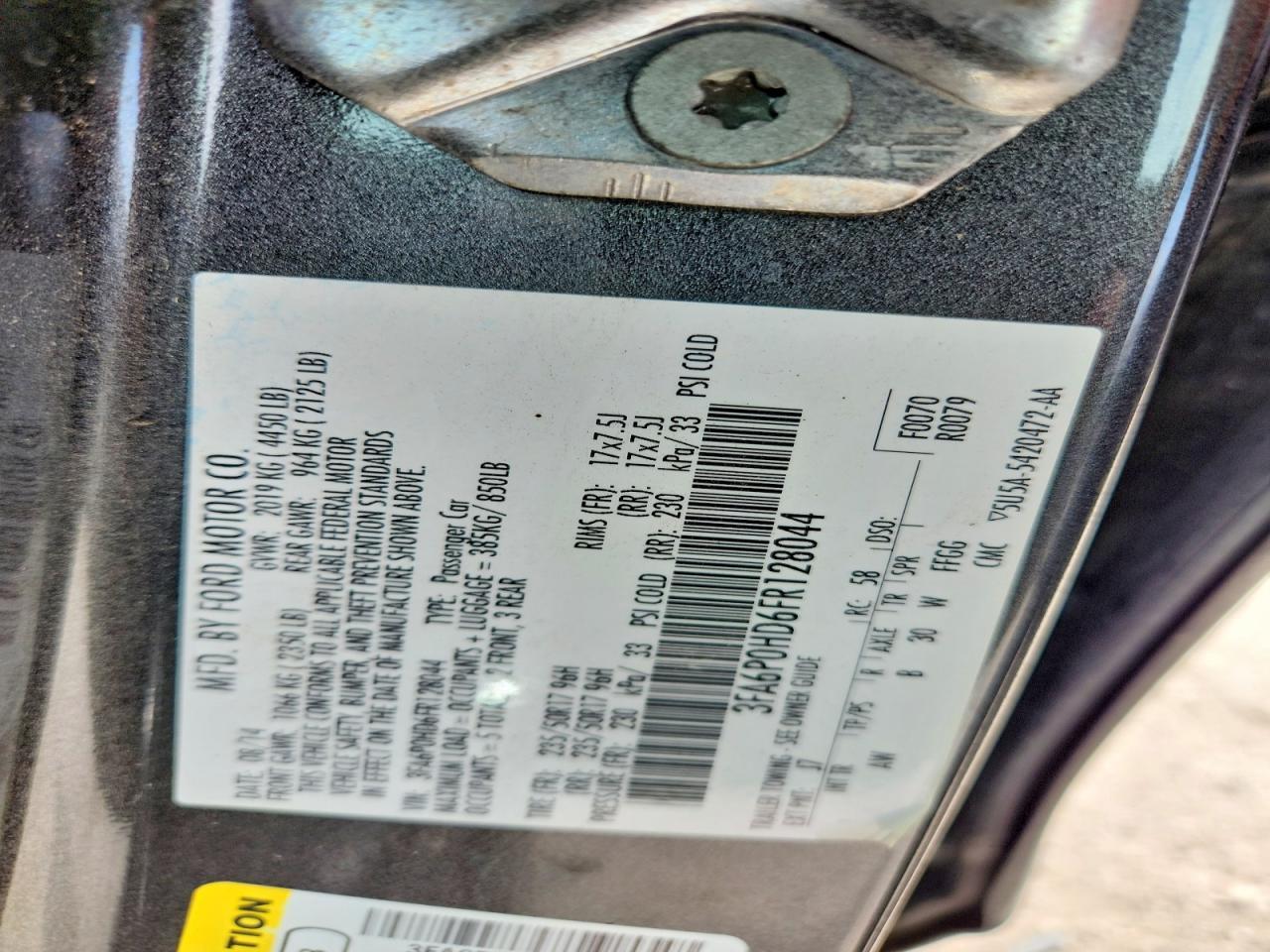 2015 FORD FUSION