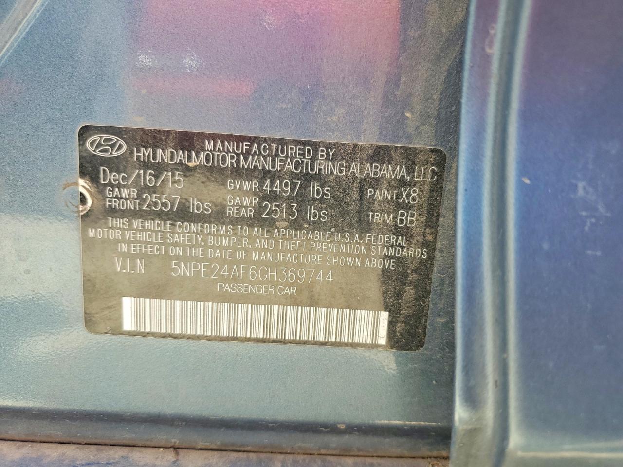 2016 HYUNDAI SONATA